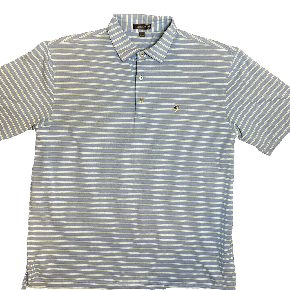 Peter Millar shirt L Summer‎ Comfort Golf Polo Mens stripe Performance Jersey